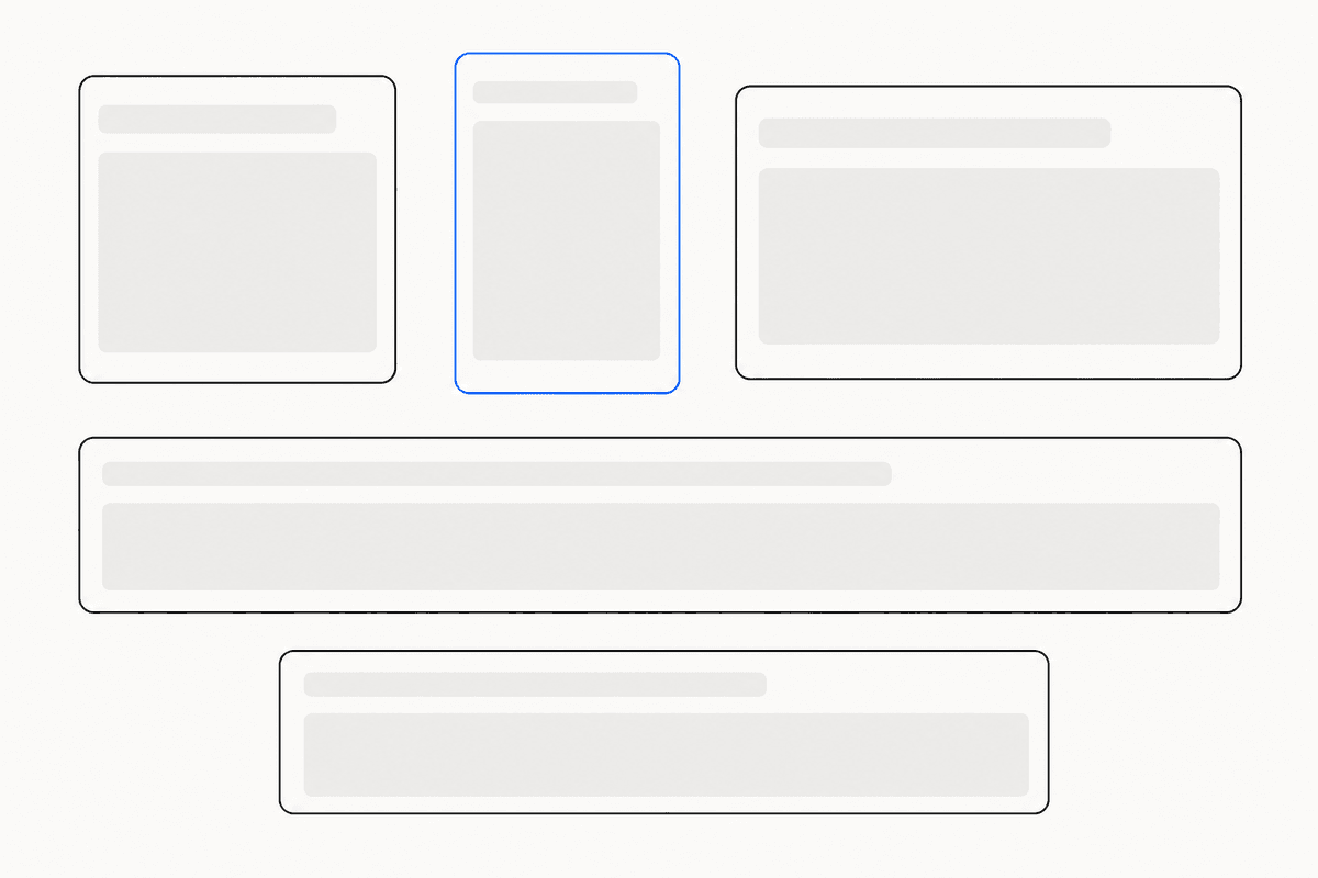 A grid of frames representing social media image sizes at different aspect ratios