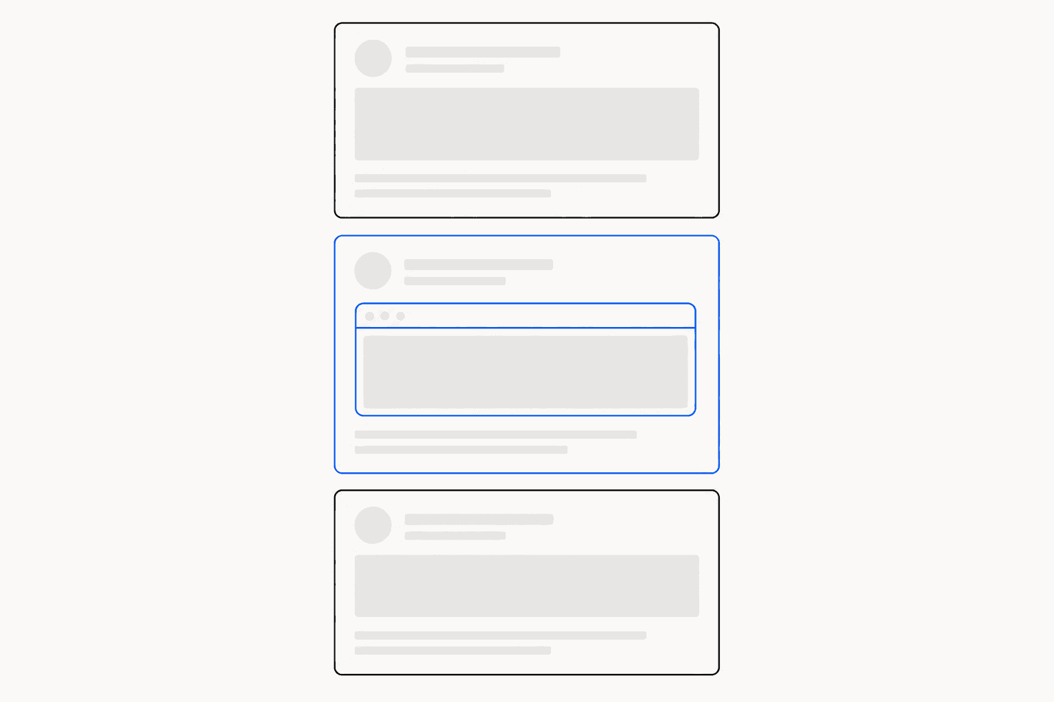 A framed screenshot standing out inside a stylized social media feed
