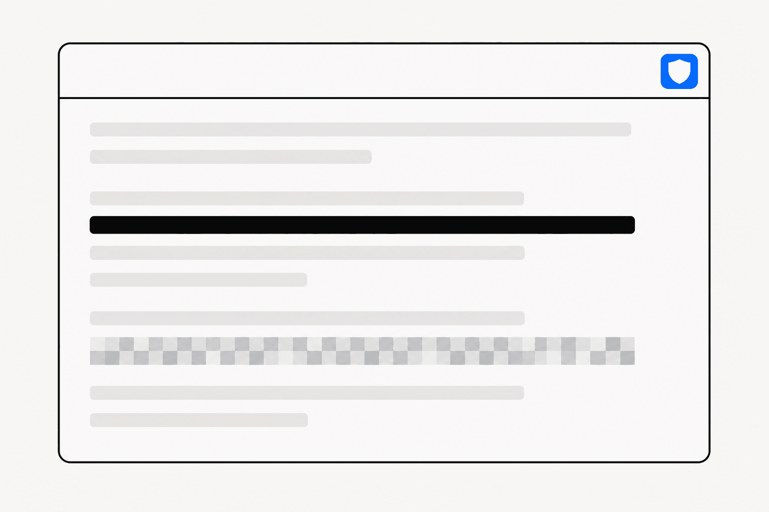 A screenshot with a solid redaction bar and a pixelated region covering private data
